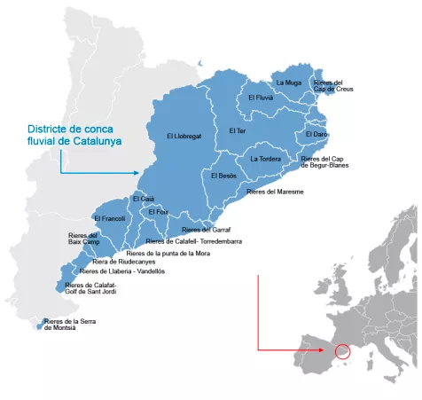 (FIGURA 5): Mapa del Districte de Conca Fluvial de Catalunya (Pla de Gestió ACA, 2022)